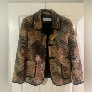 Vintage HOWARD WOLF Woven Tapestry Jacket‎ Tan Brown
Horn Buttons NWOT. Size 12.